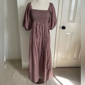 Christy Dawn Katrina bluestone harvest Floral Puff Sleeve smocked Dress